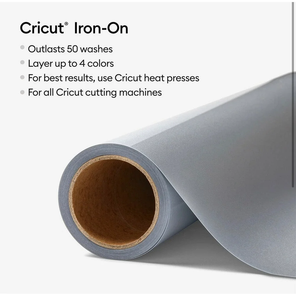 Cricut Everyday Iron-On Silver Heat Transfer Vinyl 12ft Roll 2009543 HTV Matte